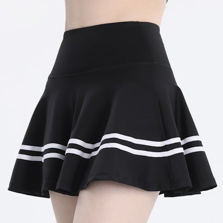 Højtaljet anti-fly sports plisseret tennis nederdel - Sort