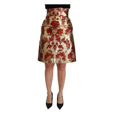 Dolce & Gabbana, Floral Jacquard High Waist Mini Skirt Żółty, Kobieta, Rozmiar: XS