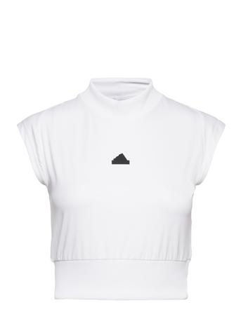 W Z.n.e. Tee Crop Tops Short-sleeved Crop Tops Hvit Adidas Sportswear*Betinget Tilbud