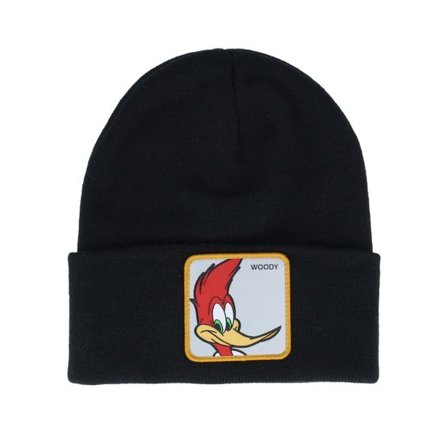 Capslab - Svart cuff Beanie - Woody Woodpecker Beanie Black Cuff @ Hatstore