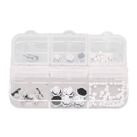 Sorte og hvide neglecharms pynt harpiks sort hvid blomst manikyr vedhæng til neglekunst