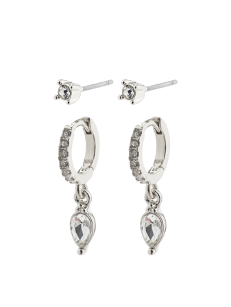 MATCH - Elza øreringer - Pilgrim - Str. ONESIZE - Dame - Tilbehør - Grå - 39% resirkulert messing, 39% resirkulert sink, 10% krystallstener. 11% stål 