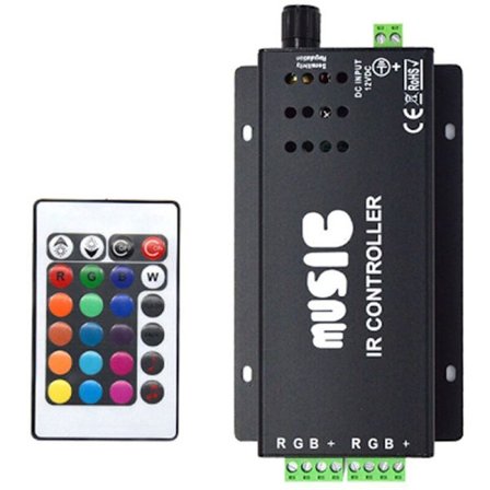 DC12-24V 24-tangenters musikstyrenhet 3-kanals IR-fjärrkontroll RGB ljudkänslig för LED-remsa