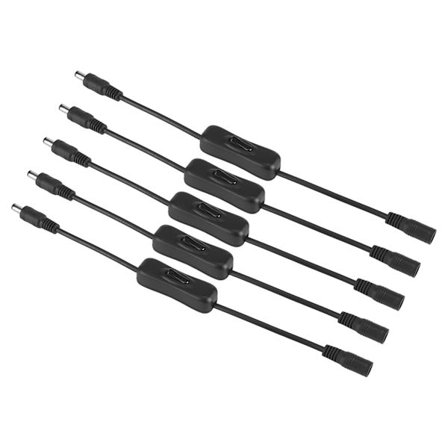 5 stk. LED Strip Lys Ledning Kontakt Hun Han DC 12V Strømstik Sort