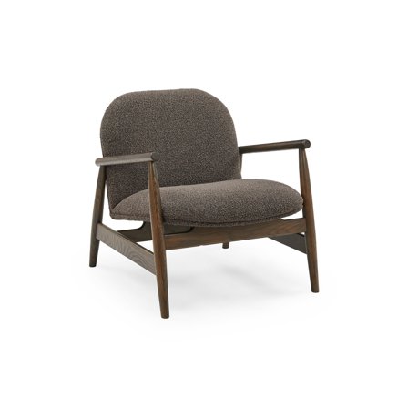 Olea Sessel, Geräucherte Eiche | Stoff, Skandinavisches Design, Dunkelbraun, Massivholzgestell, Bequemer Polstersessel für Wohnzimmer, 75cm
