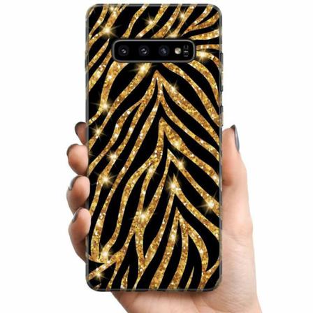 Samsung Galaxy S10+ Tpu Mobilskal Gold & Glitter