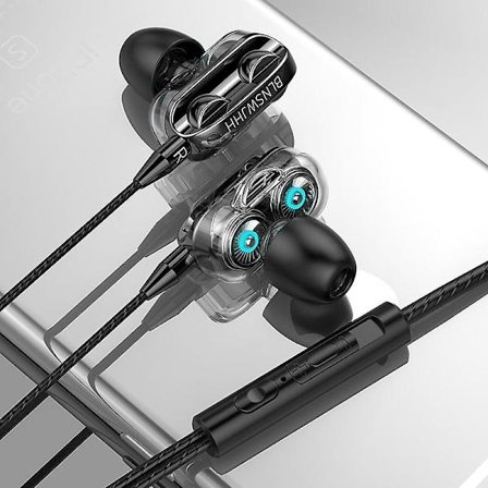 A4 In-ear-hörlurar 3,5 mm plugg Ergonomiska trådbundna hörlurar med mikrofon Öronproppar Musik Sportheadset