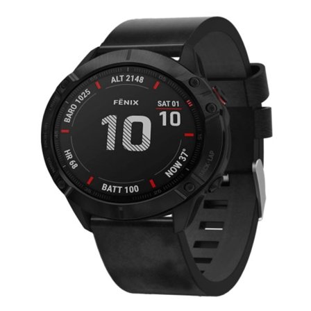 För Garmin Fenix ​​6X Pro 26mm läder stålspänne watch
