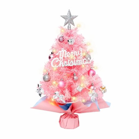 Small Christmas Tree with Lights, 60 cm Artificial Mini Christmas Tree Tabletop Decoration, for Christmas Home Kitchen Dining Table Decor