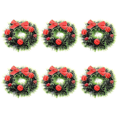 6 stk. Julelysringe, Små Lyskranser Kunstige Bær Sneklædte Pindenede Lyskranser Til Bryllupscenterstykke Juleferie