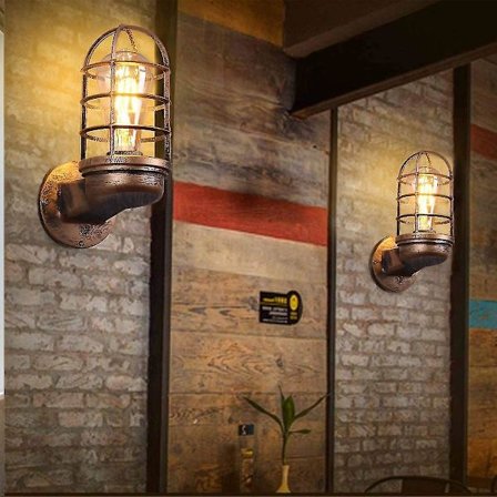 Burvegglampe Vintage Industriell Belysning Rustikke Vegglamper Ledning Metallbur Vegglampe Innendørs Hjem Retro Lysarmatur