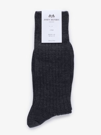 John Henric Men's Dunkelgraue Gerippte Socken Size 39-42