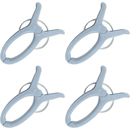 4 stk. store blå strandhåndkleklyper i HQ – Sikre klips for solsenger og reiser for innendørs og utendørs bruk – Jumbo-klips for stranden