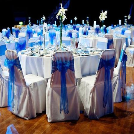 Organza cover bred tyll rosetter Band Tie Bröllopsfest Hot 50 Pcs Royal Blue