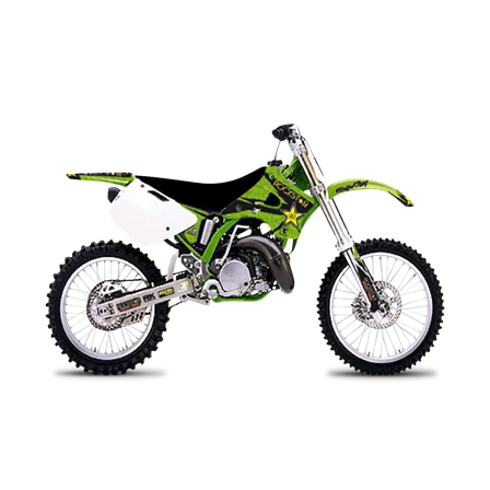 Complete Stickerset + Zadelovertrek Blackbird Rockstar Energy Groen-Geel-Zwart - Kawasaki KX 250 1994-1998