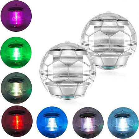 Soldrevet poollampe, vandtæt nedsænkbar LED-lampe 7 farver skiftende bold solcellelampe til dam have pool dam udendørsfest dekoration