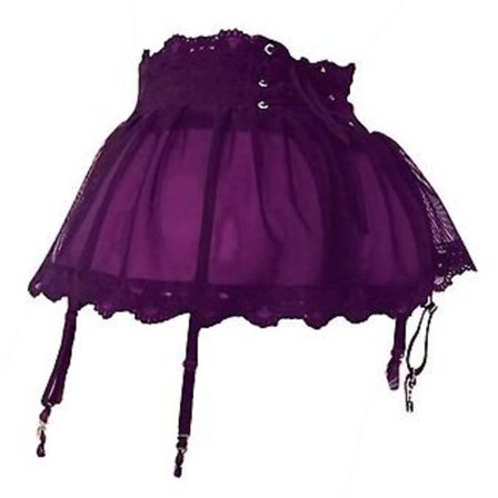 Justerbar Strømpebånd Bælte Nederdel Fire-radet Bandage Perspektiv Blonde Strømpebånd Nederdel (M lilla)