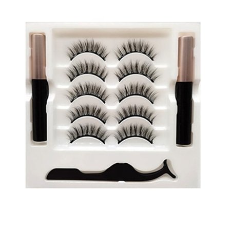 Magnetiske øjenvipper og eyeliner Kit 5 par naturligt udseende falske øjenvipper med magnetisk eyeliner pincet Let at påføre