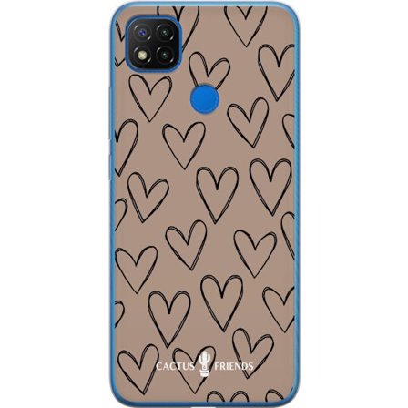 Kompatibelt Mobildeksel til Xiaomi Xiaomi Redmi 9C Cactus and Friends - Earthy Sketch Hearts