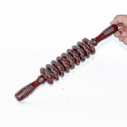 Abdominal massageapparat i træ med ni hjul, massagestav