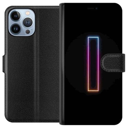 Kompatibel Tegnebogsetui til Apple Apple iPhone 13 Pro Max Minimalistisk neonbogstav I i regnbuefarver mod mørk baggrund