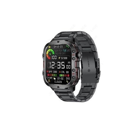 Klocka QX11 med svart armband i stål 420 mAh för utomhussporter