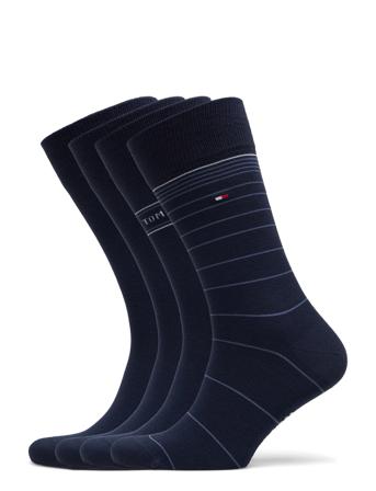 Th Men Sock 4P Tin Giftbox Underwear Socks Regular Socks Blå Tommy Hilfiger