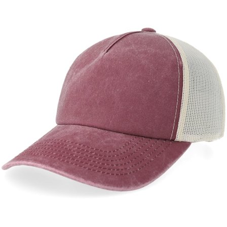 Equip - Rot trucker Cap - Maroon Pigment Washed Low Profile Golfer A-frame Trucker @ Hatstore