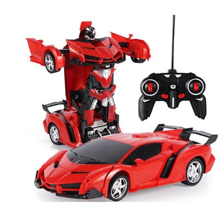 Transformer legetøj til drenge og piger i alderen 5-7 år, fjernstyret bil der forvandler sig til en robot, radiostyret racerbil, robotbil
