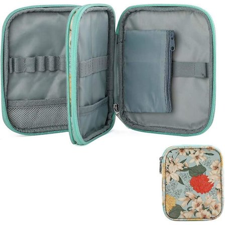 Hæklenåls Etui Tomme Lynlåsposer Organizer Bærbar Rejse Hækleopbevaringstaske Med Web Lomme Og Hæklenålsholder