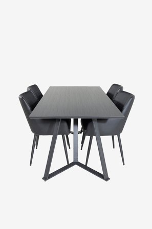 Venture Home - Matgrupp Marina med 4 stolar Komfort - Svart - Matgrupper - Från Homeroom