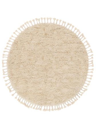 Tapis Shaggy De Laine Mela Shaggy Blanc Écru Rond Petit Oeko-Tex