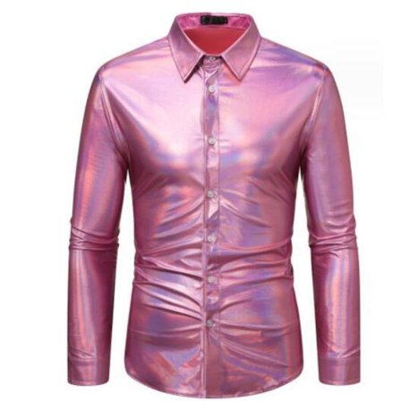 Mænds Langærmet Slim Fit Skinnende Skjorte