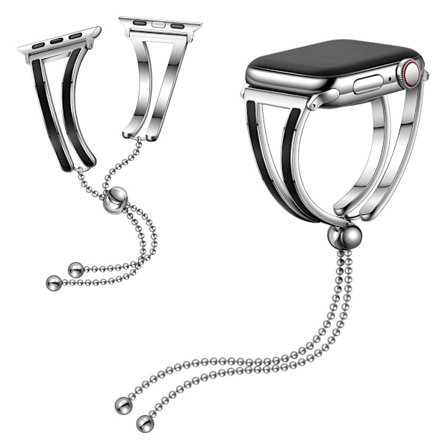 Apple Watch Series 6 / 5 44mm fashionable rostfritt stål klockarmband - silver / svart