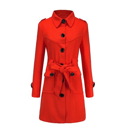 Dame Vinter Trenchcoat Enkeltspent Knytebelte Vintage Mote Filtfrakker