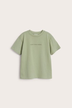 Kappahl | T-shirt oversize z haftem Ciemnozielony 134/140 | Ciemnozielony