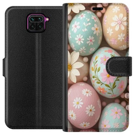 Yhteensopiva Lompakkokotelo Xiaomi Redmi Note 9 Pastellivärisiä pääsiäismunia, joissa on käsimaalatut kukat ja keväinen tunnelma pehmeässä ko