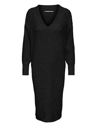 Onlnew Tessa L/S Midi V Dress Knt Noos Black ONLY