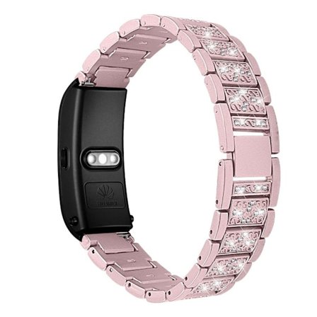 18 mm Huawei TalkBand B5 strassarmband i rostfritt stål - Rosa