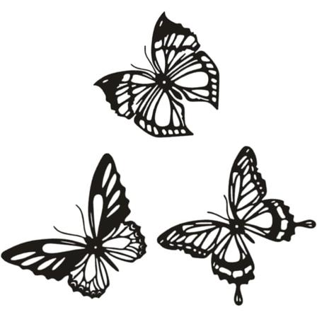 3 kpl Metalliperhonen seinäkoriste Musta seinätaide