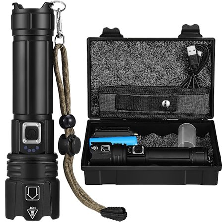 Oppladbar lommelykt LED-fakkel Høye Lumen Lommelykt 5000mAh