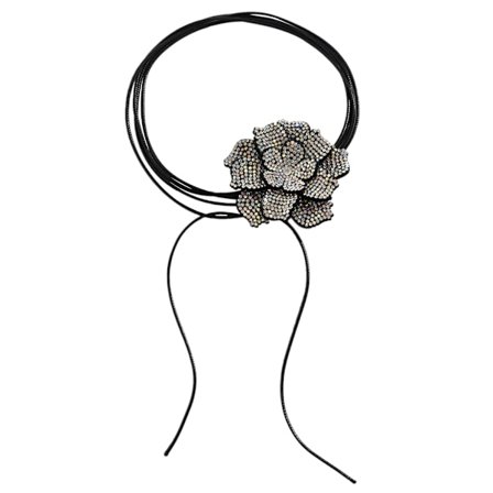 Vintage Full Rhinestones Flower Choker Necklace Lace Up Wax Chain Choker Flower Collar Halsband Elegant Women Y2K