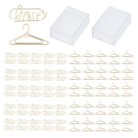 100 stk. søde papirclips bøjle og kærlighedsstil elektroplettet metal guld farve planlægger clips til hjemmekontorstudie