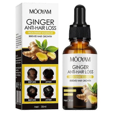 Ingefær Hårbehandlingsolie, Hårreparations- og Vækstserum til Tørt, Beskadiget og Groft Hår, Håressentiel Olie til Alle Hårtyper, 30ML