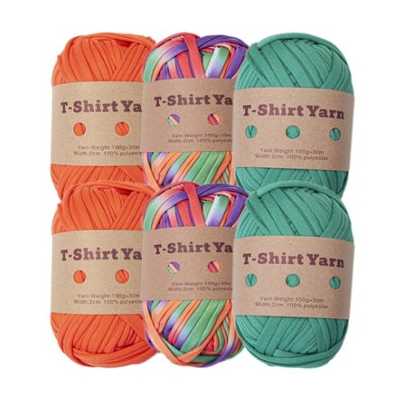 6 Rulla tjockt stickgarn, elastiskt tyg T-shirtgarn, spagettigarn för hand Gör-det-själv-väska Filt Kudde Virkning