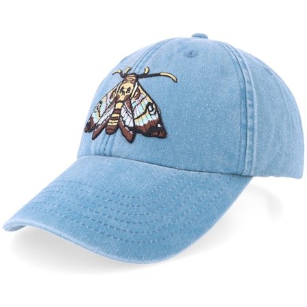 Iconic - Blå unconstructed Keps - Moth Vintage Washed Denim Light Blue Dad Cap @ Hatstore