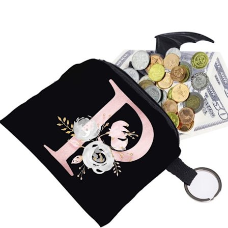 Canvas Initialer Mynt Kort Ficka Plånbok Pengahållare för Kvinnor Män Barn