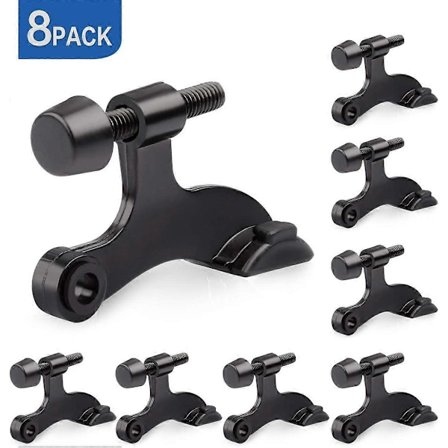 8-pack Gångjärnstapp Svart Dörrstopp, Justerbar Deluxe Kraftig Dörrstopp 2-1/2x1-3/4