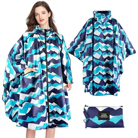 Lively Life Lett Vanntett Regnponcho for Kvinner Menn Vindtett Gjenbrukbar Ripstop Pustende Regnfrakk med Hette for Utendørsaktiviteter Hurtigtørkende