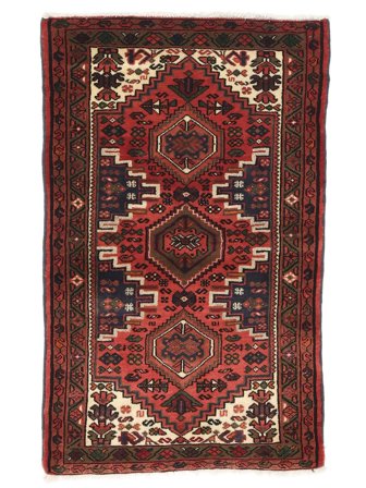 Hamadan Teppe 75X118 Svart/Mørk Rød Ull, Persia